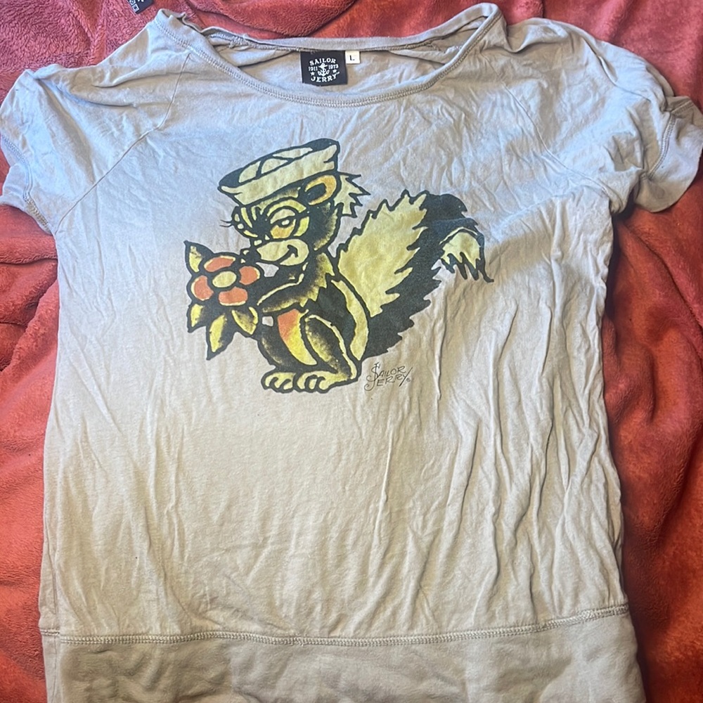 Sailor Jerry Squirrel T-Shirt, Women’s Large- Great Condition!